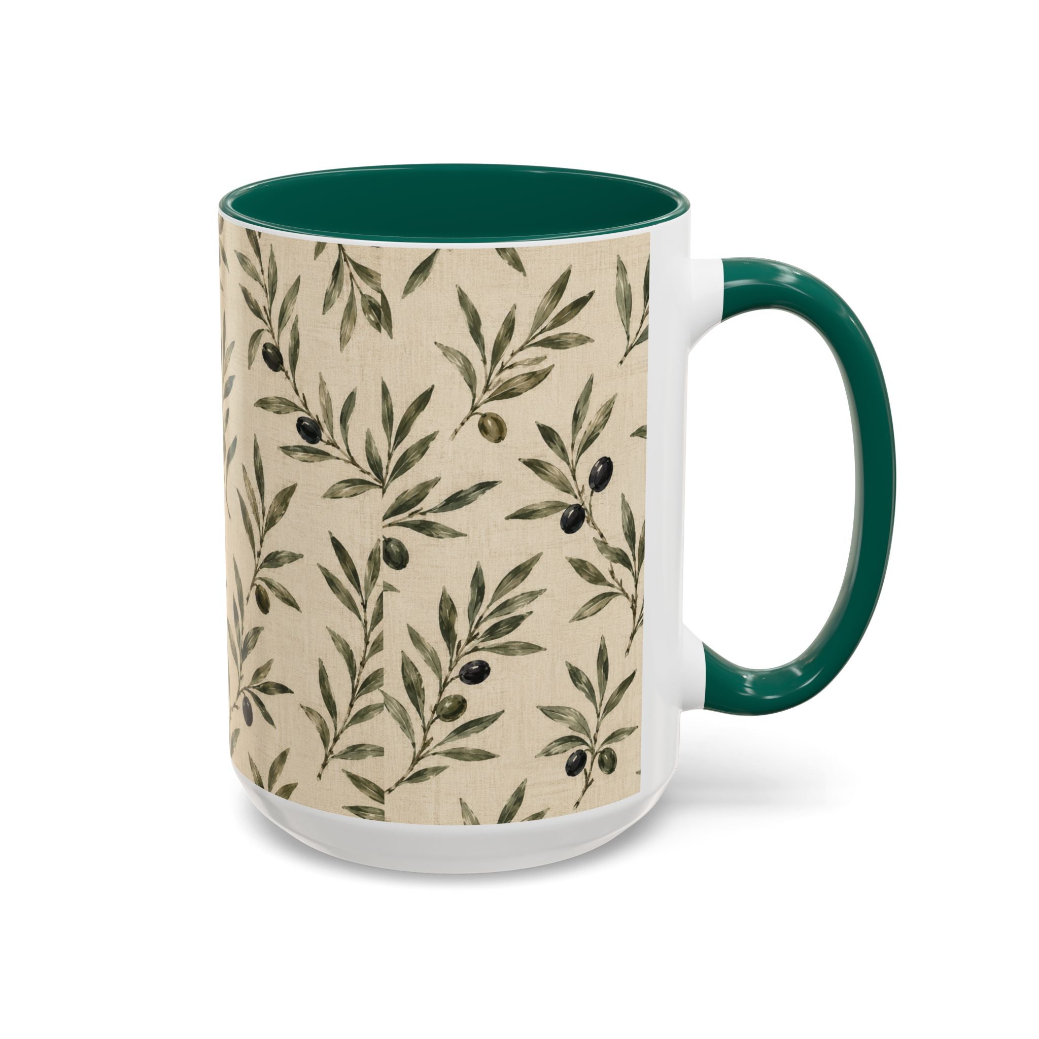 Olive Branch Pattern Ceramic Mug (11oz, 15oz) - Creations by Chris and Carlos