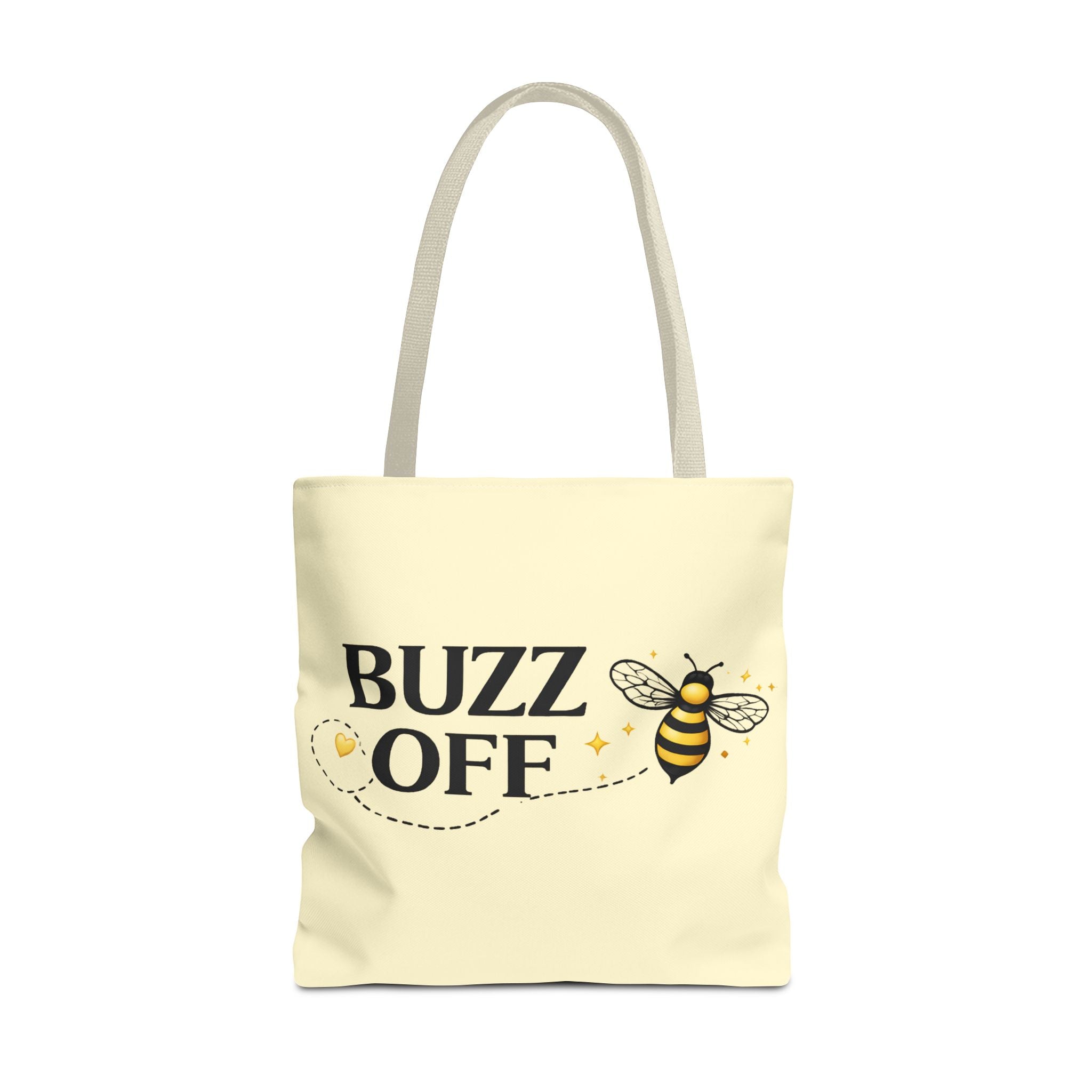 Buzz Off Bee Tote Bag – Cute Bee Graphic Canvas Shopping Tote - Creations by Chris and Carlos