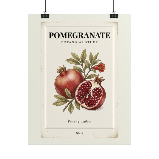 Pomegranate Botanical Poster — Vintage Fruit Study Wall Art - Creations by Chris and Carlos