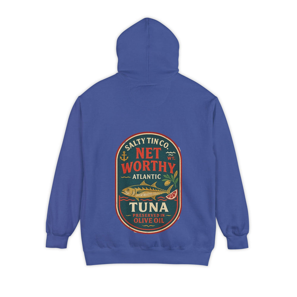 Salty Tin Company- Vintage-Inspired Unisex Garment-Dyed Hoodie | Salty Tuna Design, Casual Wear, Fishing Gift, Beach Life Apparel, Unisex Sweatshirt