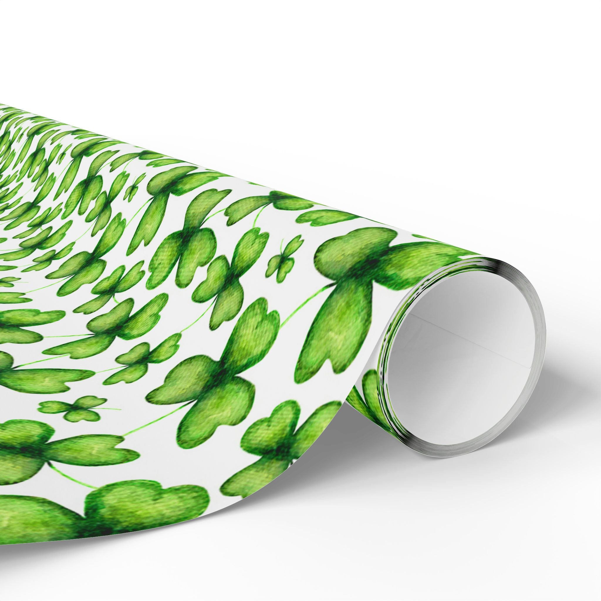 Shamrock Clover Wrapping Paper Roll - St. Patrick’s Day Green Floral Gift Wrap - Creations by Chris and Carlos