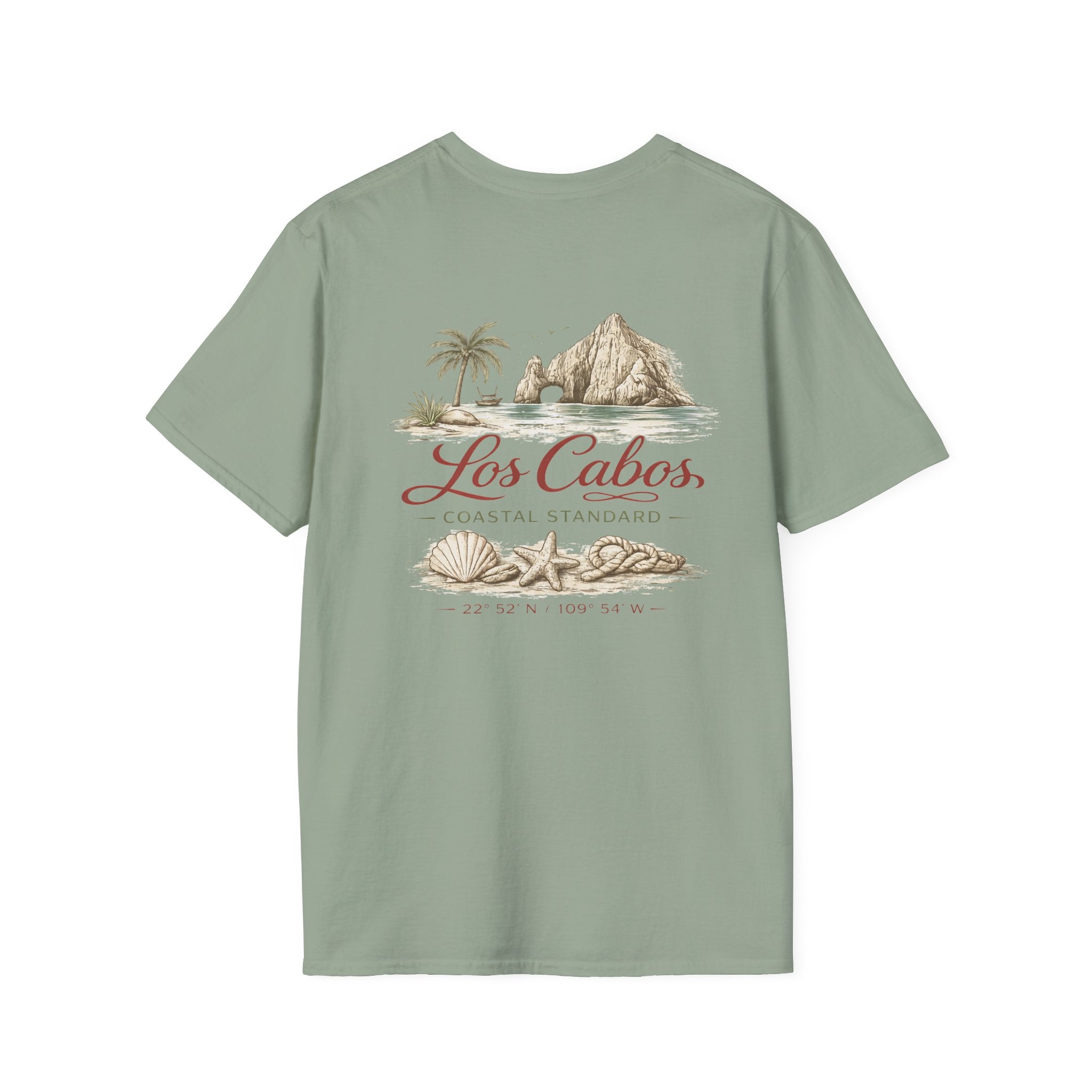 Los Cabos Coastal T-Shirt — Scenic Beach Shells & Arch Graphic - Creations by Chris and Carlos