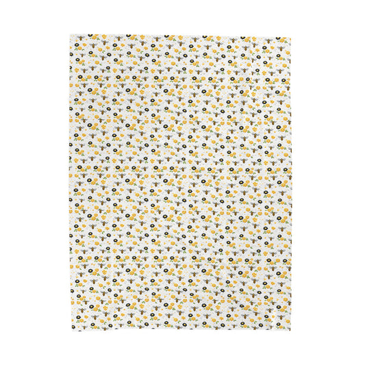 Bee & Sunflower Velveteen Plush Blanket — Cozy Floral Throw for Spring, Garden Lovers & Gift Giving - Creations by Chris and Carlos