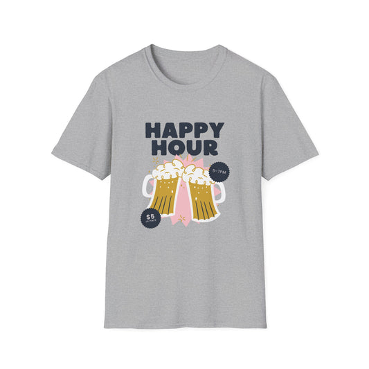 Happy Hour Beer T-Shirt — Cheers Clinking Mugs Graphic Tee - Creations by Chris and Carlos