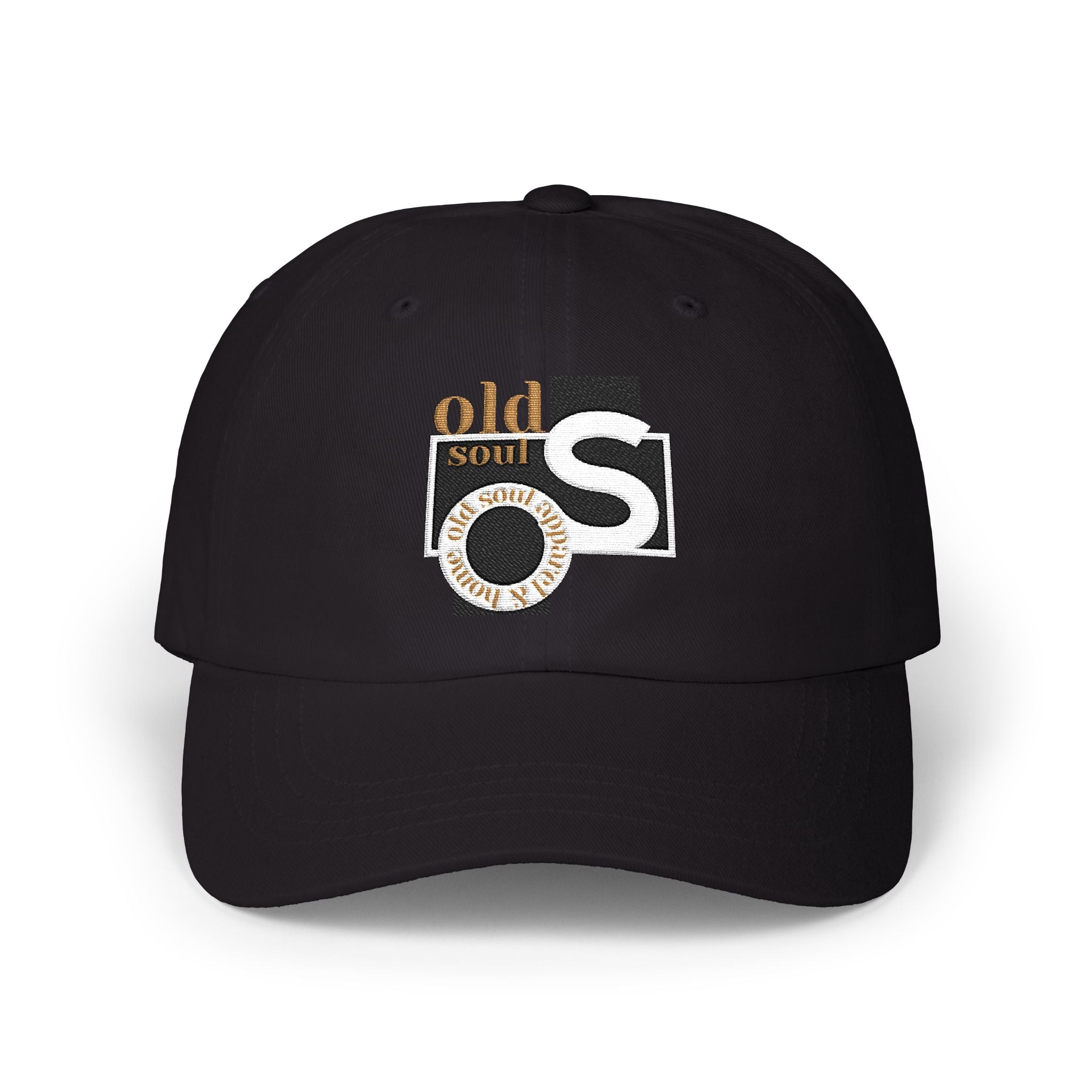 Classic Dad Cap – 'Old Soul' Retro Block Logo Embroidered Baseball Hat - Creations by Chris and Carlos