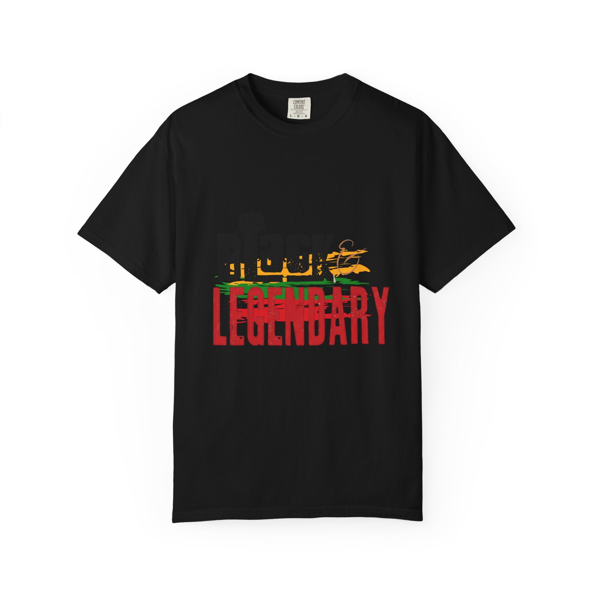 Black History Month- Legendary T‑Shirt "Black Is Legendary" Graphic Tee (Pan-African Colors) - Creations by Chris and Carlos