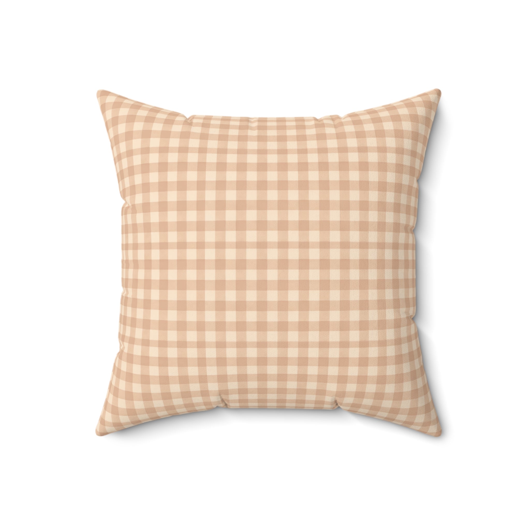 Gingham Faux Suede Square Pillow — Light Blush Check Decorative Throw Pillow - Creations by Chris and Carlos