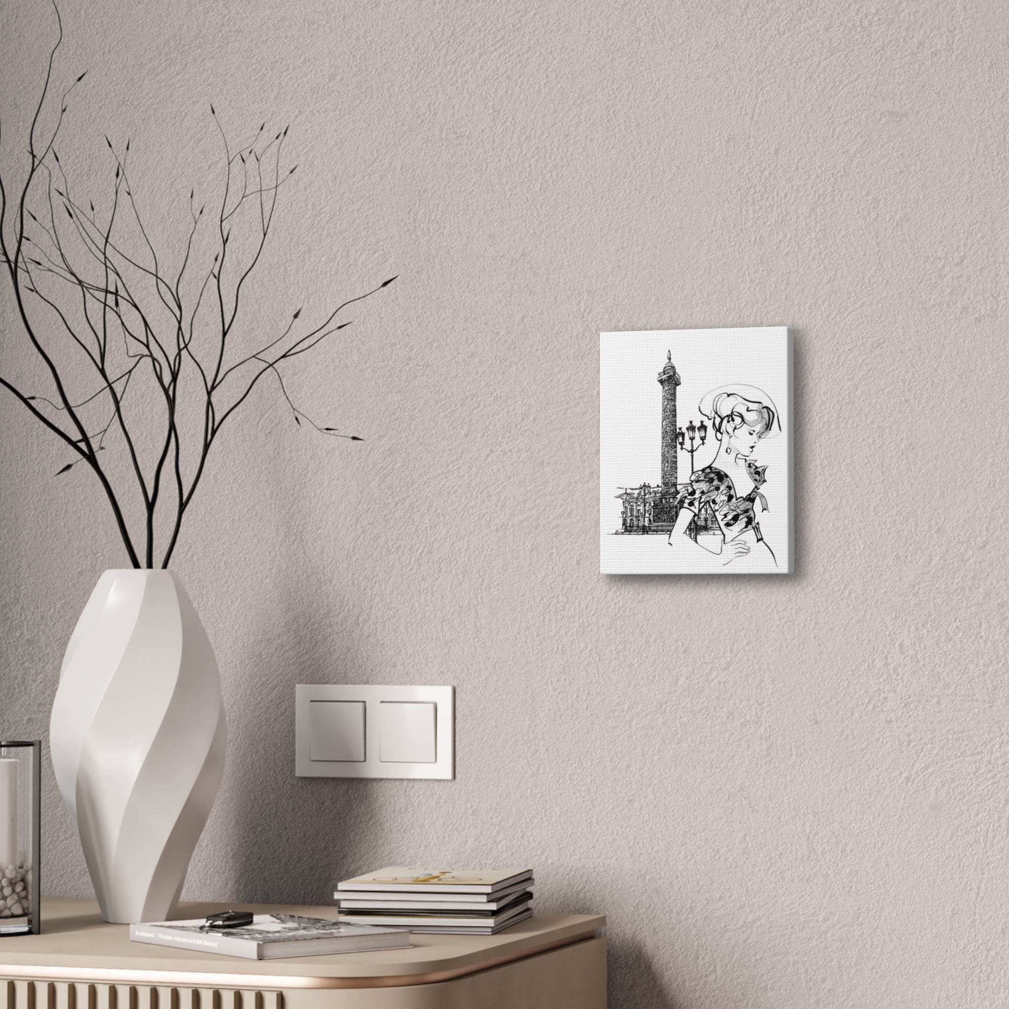 Parisian Fashion Sketch Canvas Stretched Art Print - Creations by Chris and Carlos