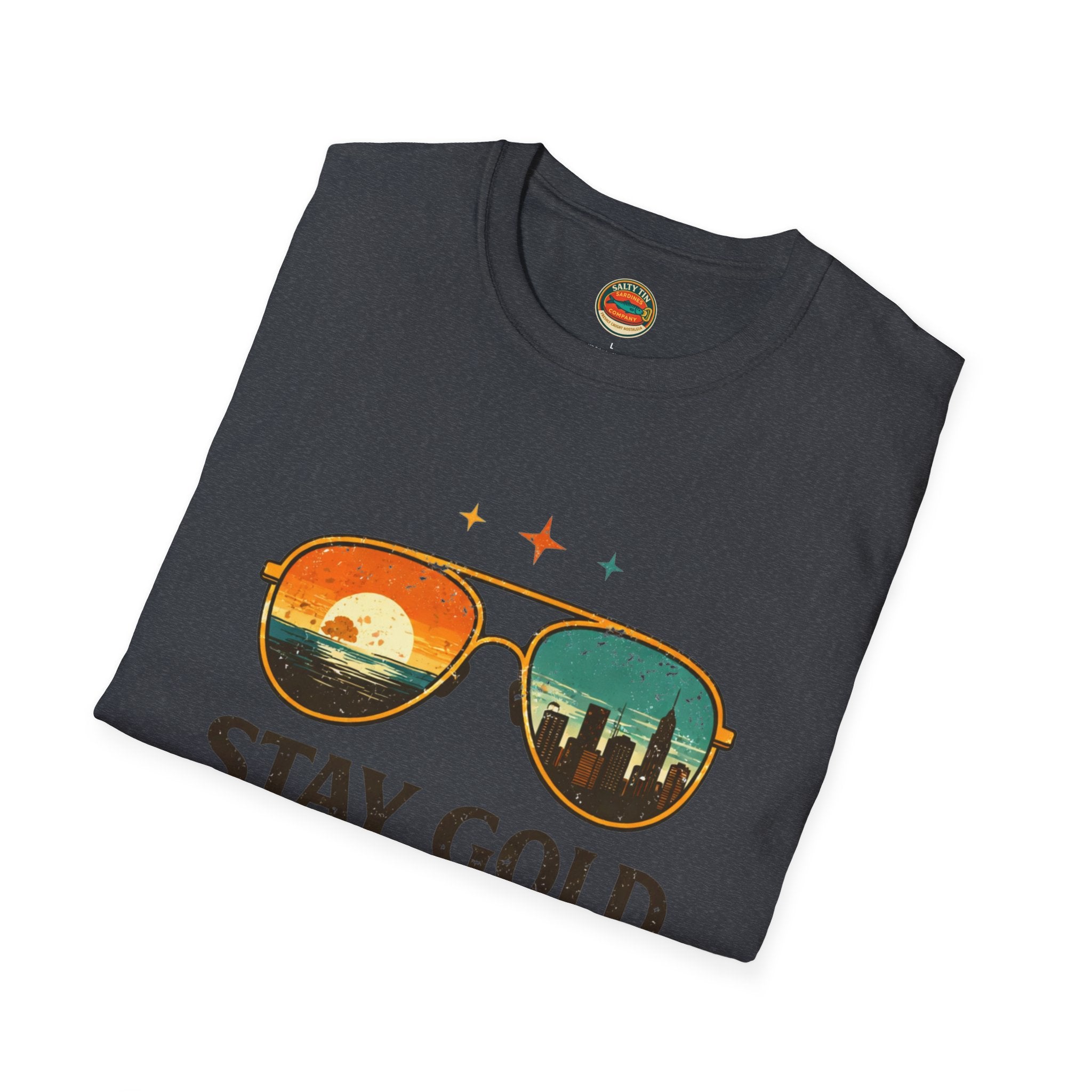 Stay Gold Old Soul T-Shirt - Vintage Sunglasses Sunset Graphic - Creations by Chris and Carlos
