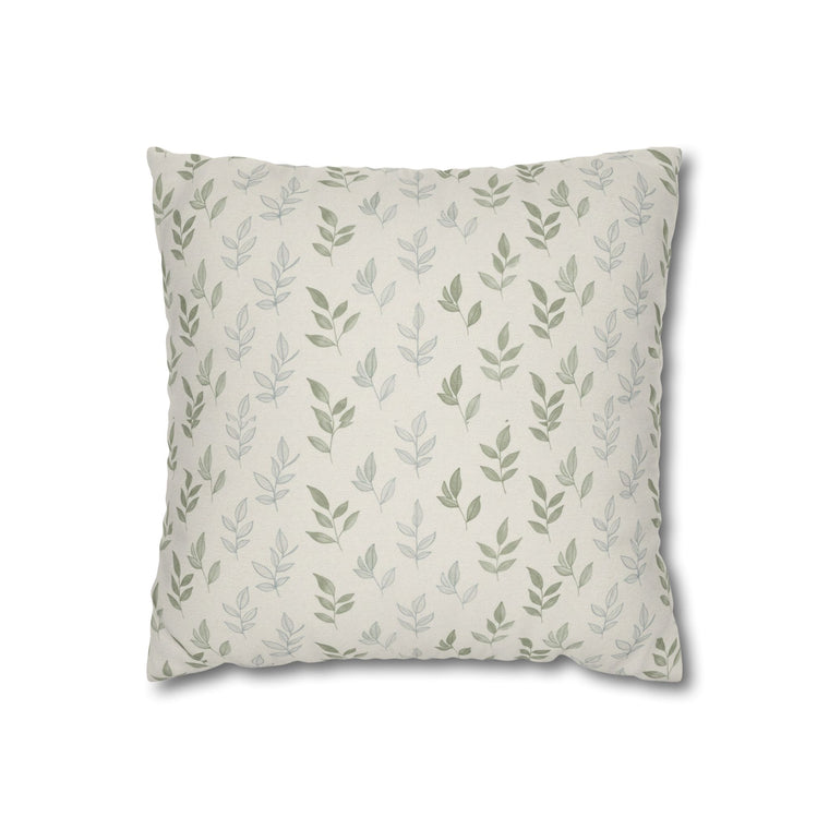 Everhome™ | Slate & Sage™ | Bonnie Botanical Leaf Square Pillowcase — Neutral Green Throw Pillow Cover