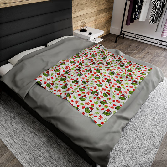 The Grinch- Velveteen Plush Blanket by CuddleLux Bliss - Creations by Chris and Carlos