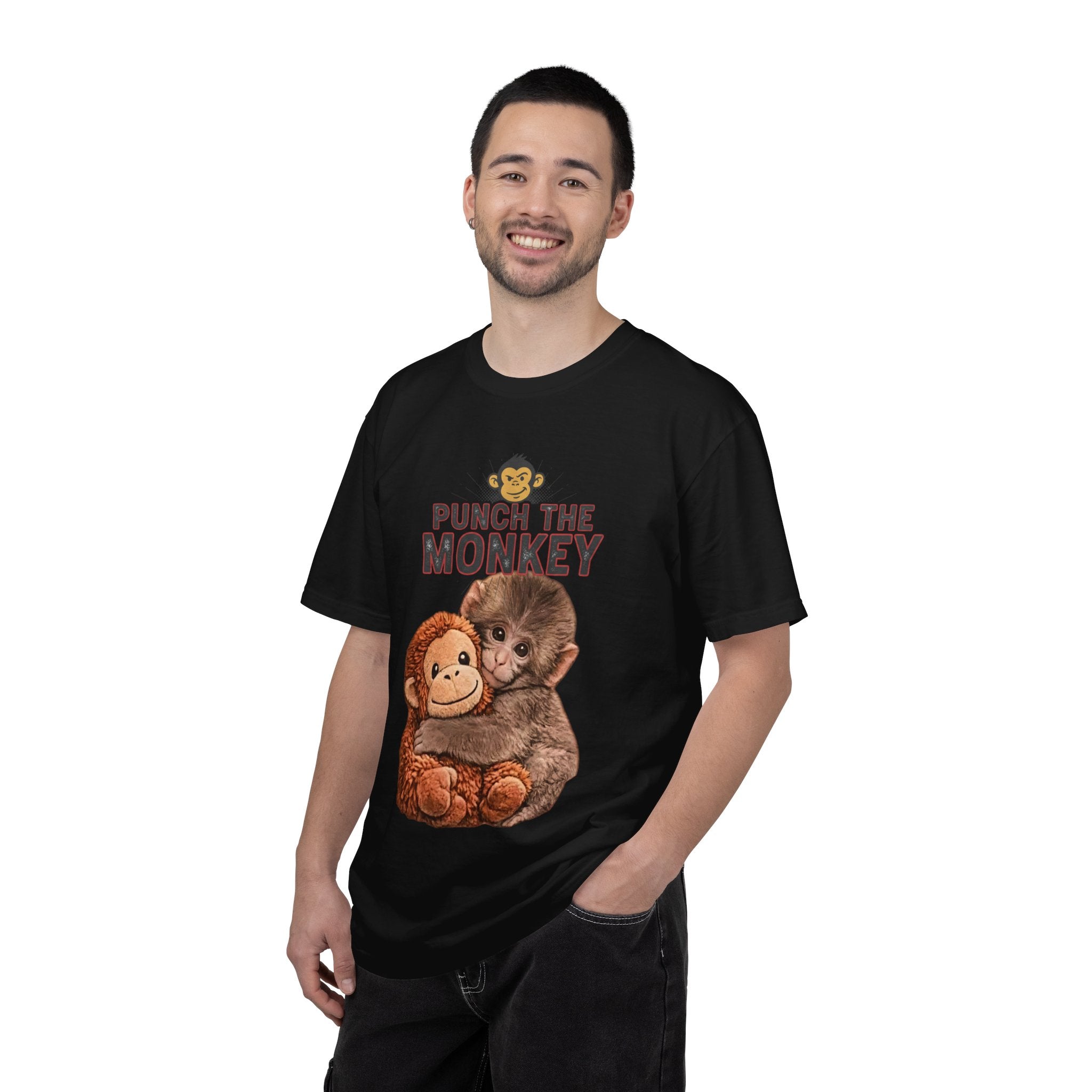 Punch the Monkey T-Shirt — Cute Baby Monkey with Plush Toy Graphic - Creations by Chris and Carlos
