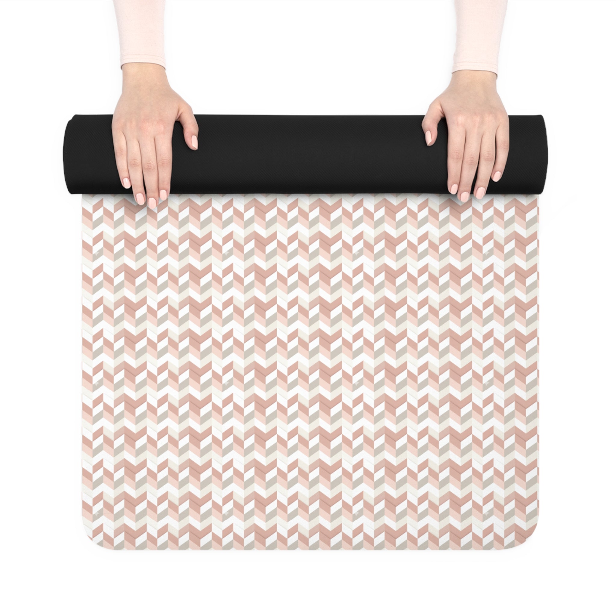 Prism Point Athletic Collection- Yoga Mat Rose Gold Geometric Grip Mat - Creations by Chris and Carlos