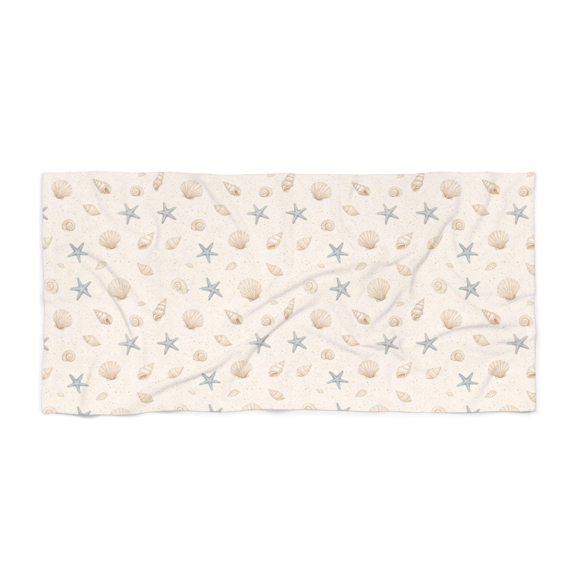 Seashell & Starfish Beach Towel — Coastal Sand Pattern, Lightweight Summer Towel - Creations by Chris and Carlos