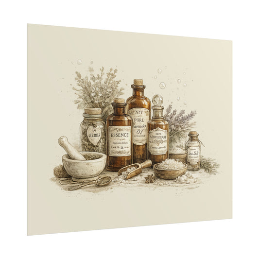 Herbal Apothecary Rolled Poster — Vintage Botanical Bottles Wall Art - Creations by Chris and Carlos