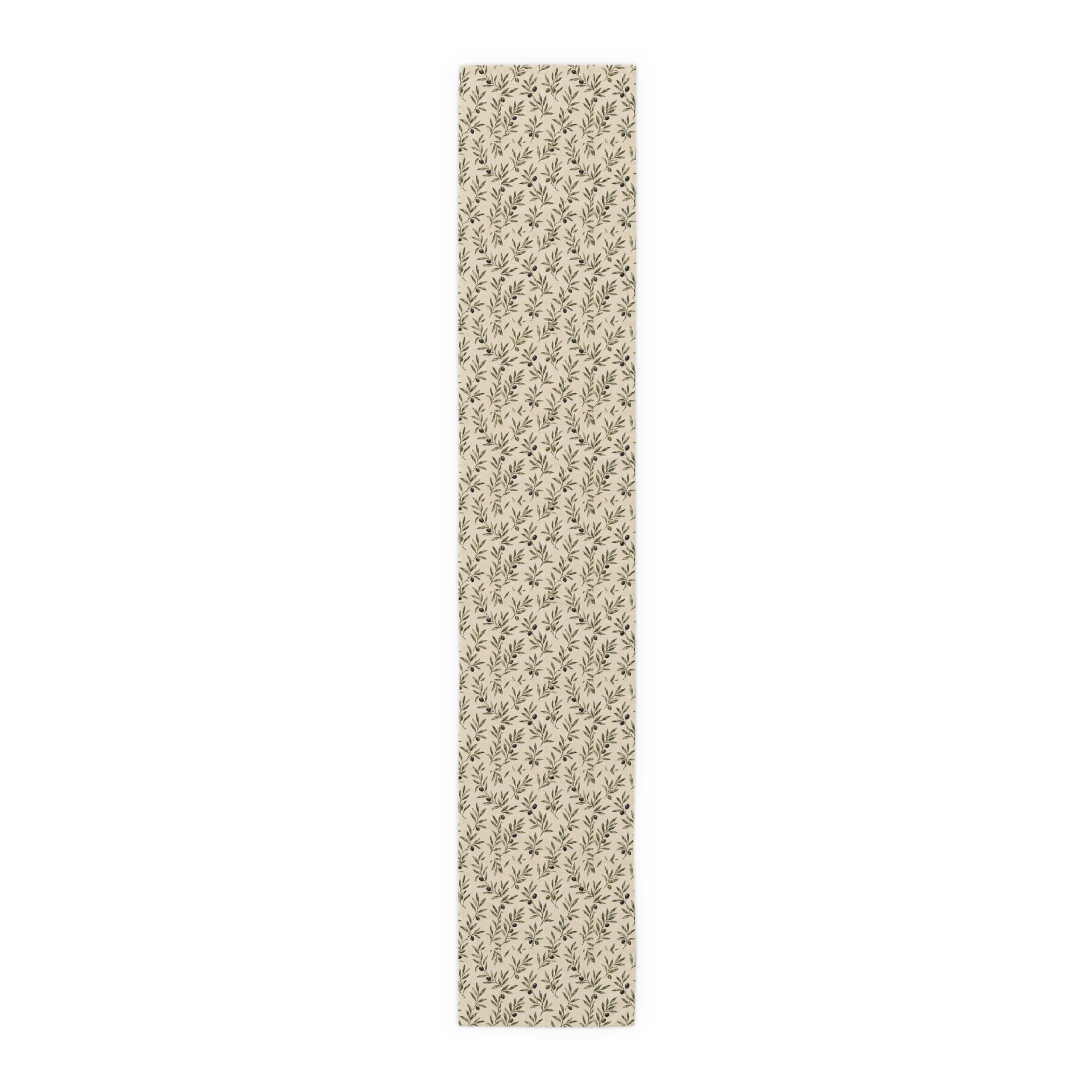 Olive Branch Table Runner — Neutral Botanical Linen-Style Decor - Creations by Chris and Carlos
