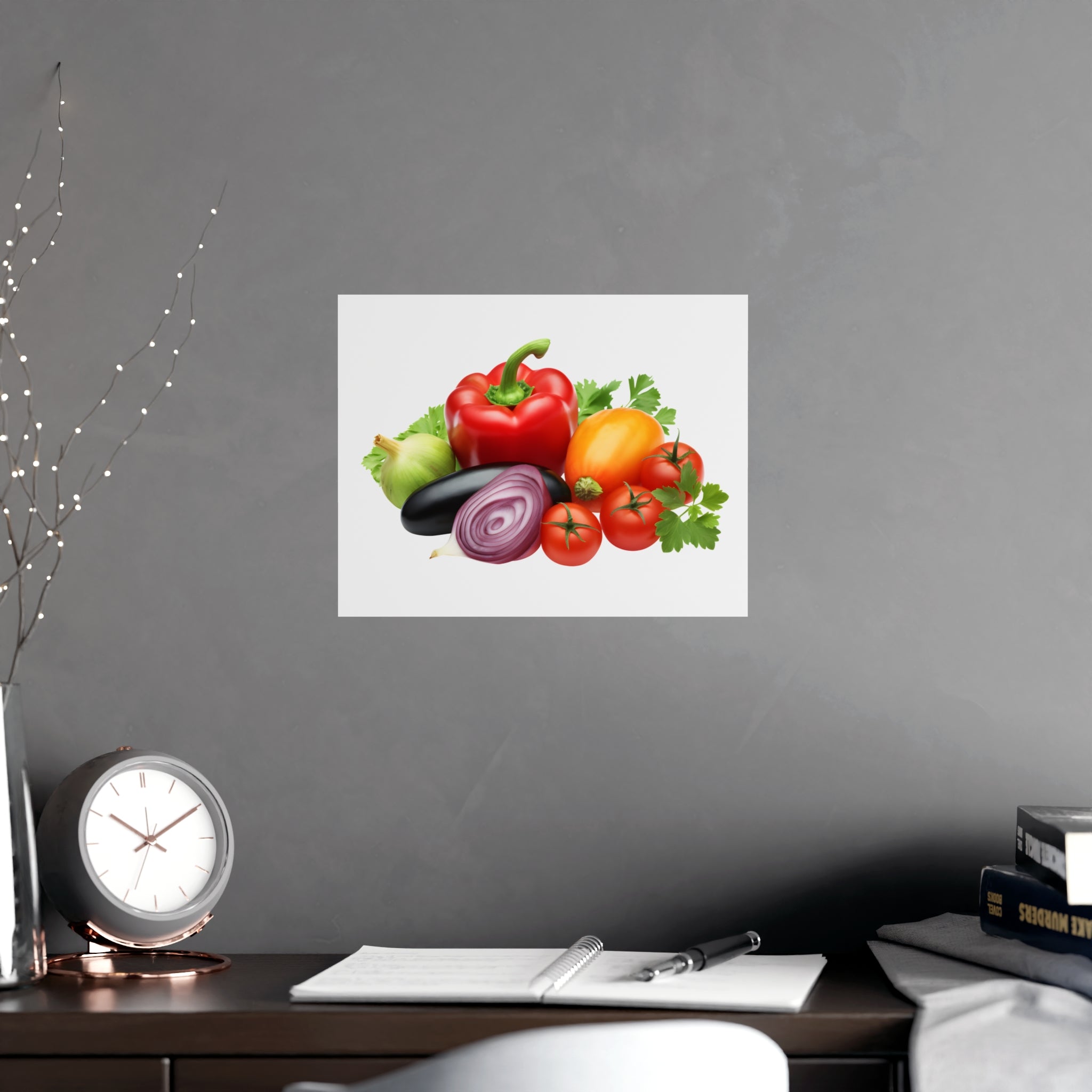 Fresh Veggie Kitchen Poster — Colorful Bell Pepper & Tomato Matte Print - Creations by Chris and Carlos