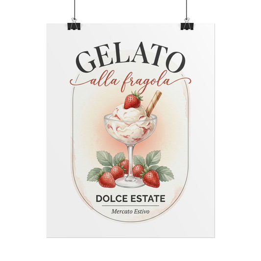 Gelato alla Fragola Poster — Vintage Italian Strawberry Ice Cream Wall Art - Creations by Chris and Carlos