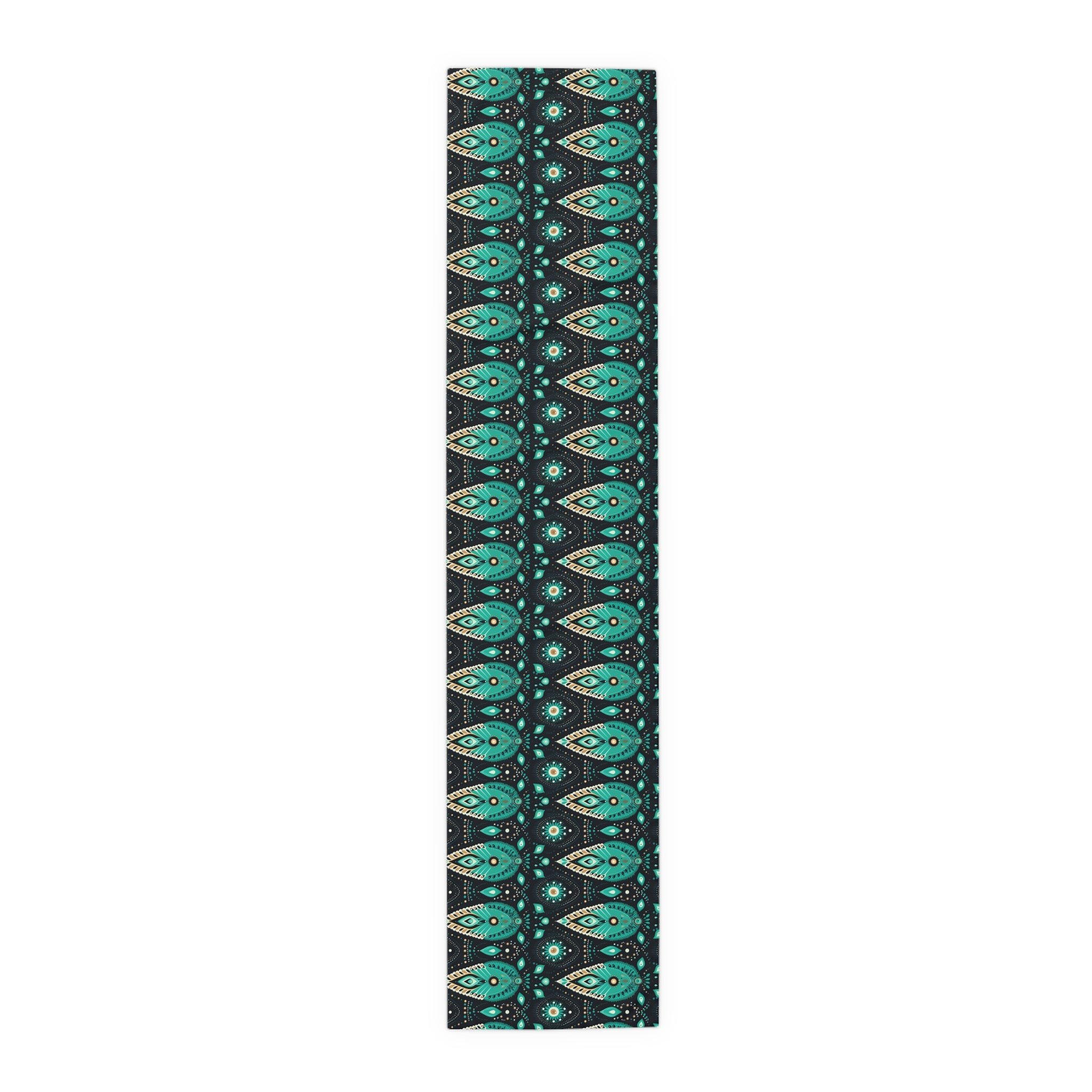 Sol y Alegría (Sun and Joy) Collection- Cactus Succulent Pattern Microfiber Blanket Soft Velveteen Throw for Home & Garden Lovers Teal Paisley Table Runner — Bohemian Floral Dining Decor - Creations by Chris and Carlos
