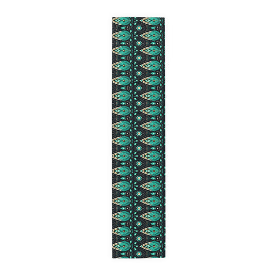 Sol y Alegría (Sun and Joy) Collection- Cactus Succulent Pattern Microfiber Blanket Soft Velveteen Throw for Home & Garden Lovers Teal Paisley Table Runner — Bohemian Floral Dining Decor - Creations by Chris and Carlos