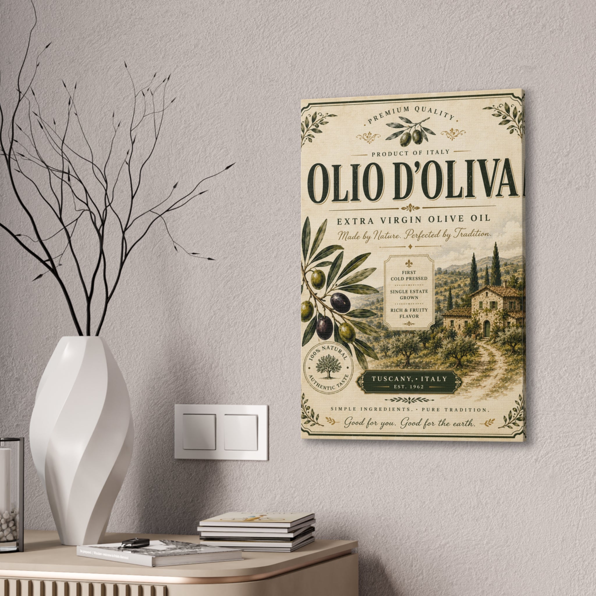 Olive Oil Vintage Kitchen Canvas - Creations by Chris and Carlos