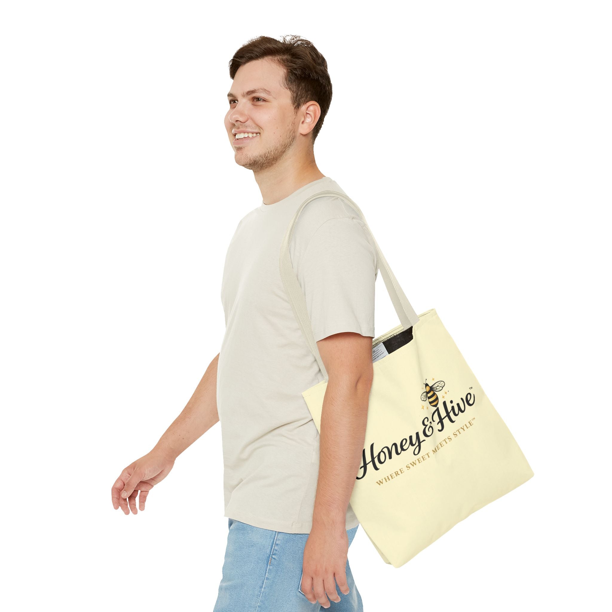 Honey & Hive Logo Tote Bag — Cute Bee Market Tote, "Where Sweet Meets Style" - Creations by Chris and Carlos