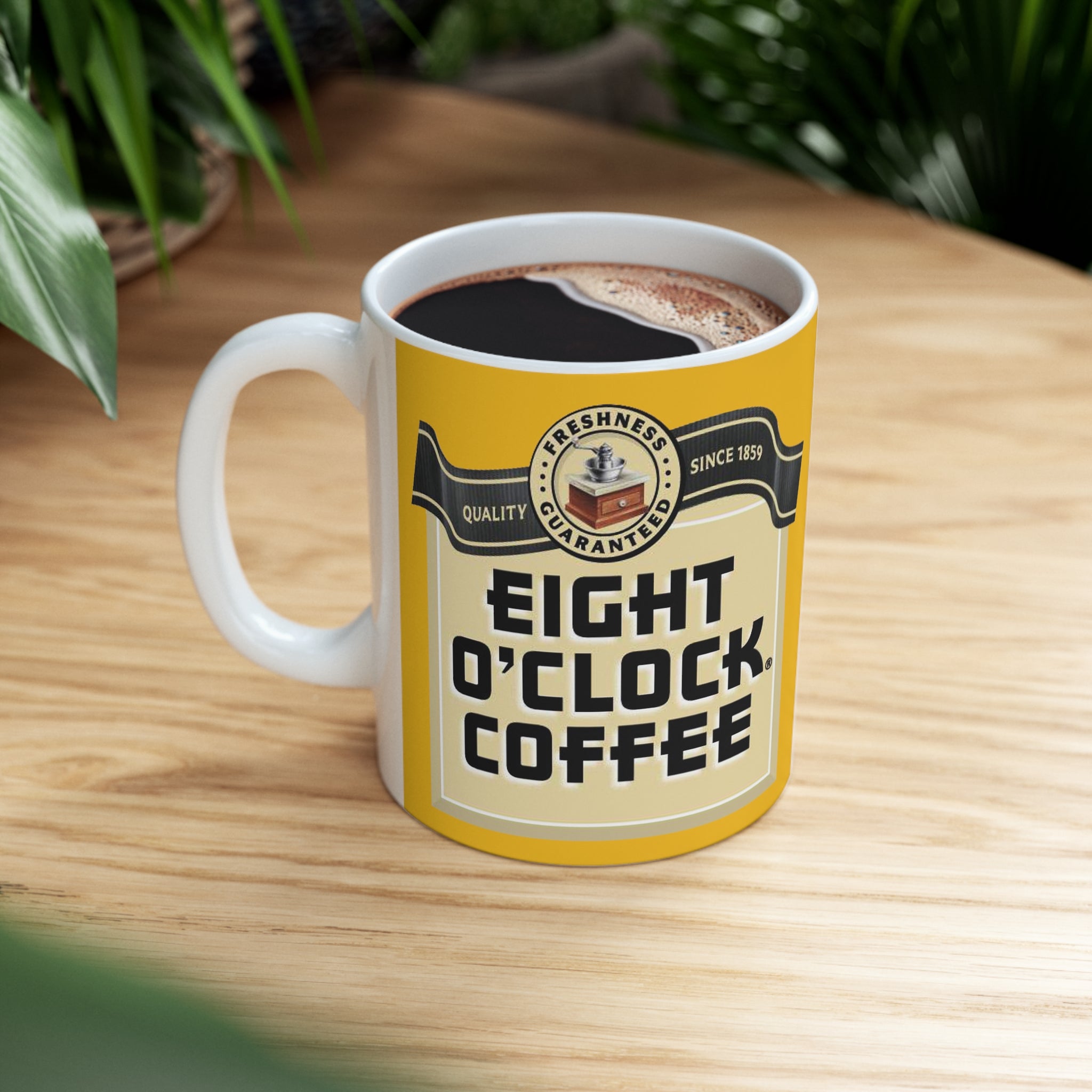 Eight O'Clock Coffee- White Ceramic Mug - Creations by Chris and Carlos