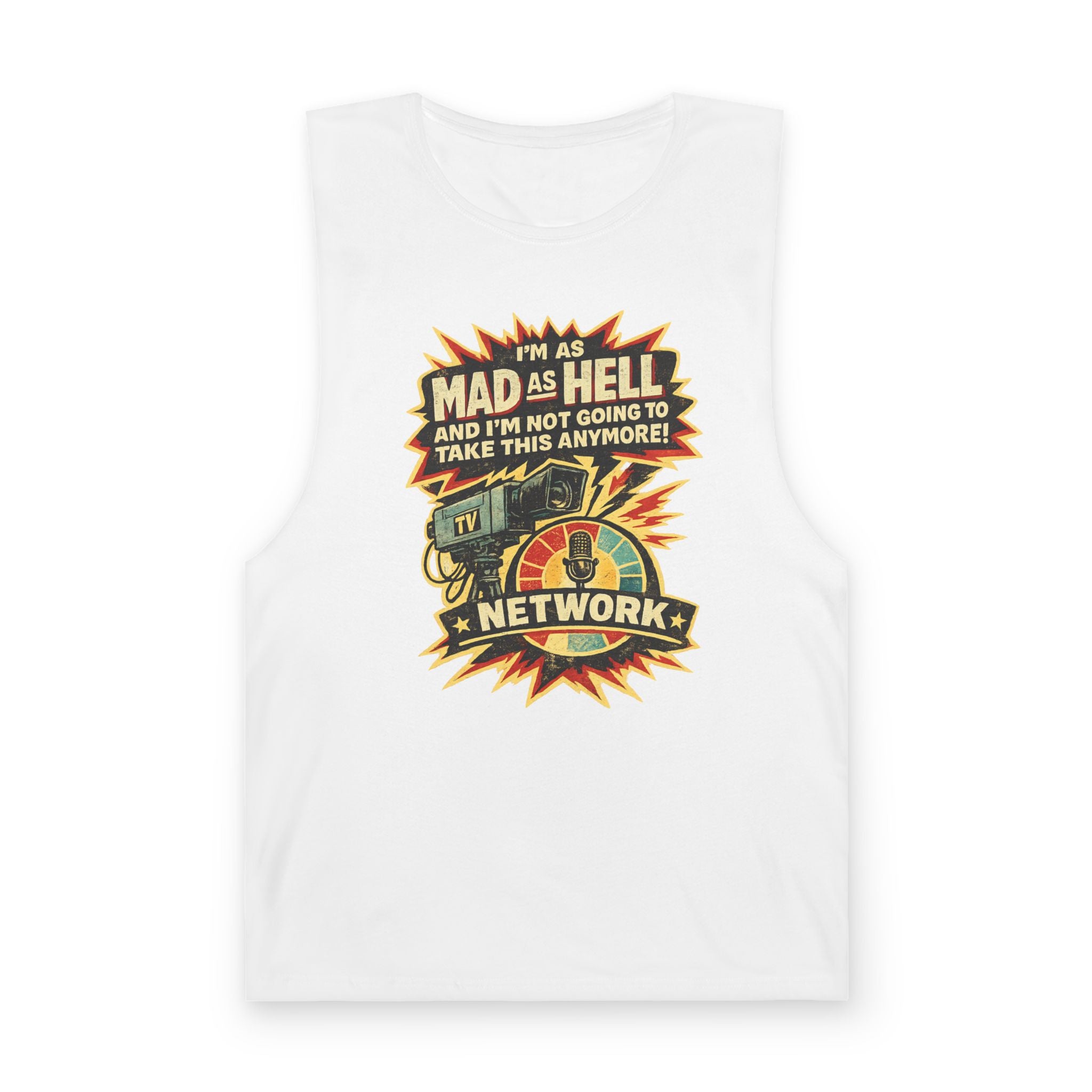 Mad As Hell Network Graphic Tank Top — Retro Protest Tee - Creations by Chris and Carlos