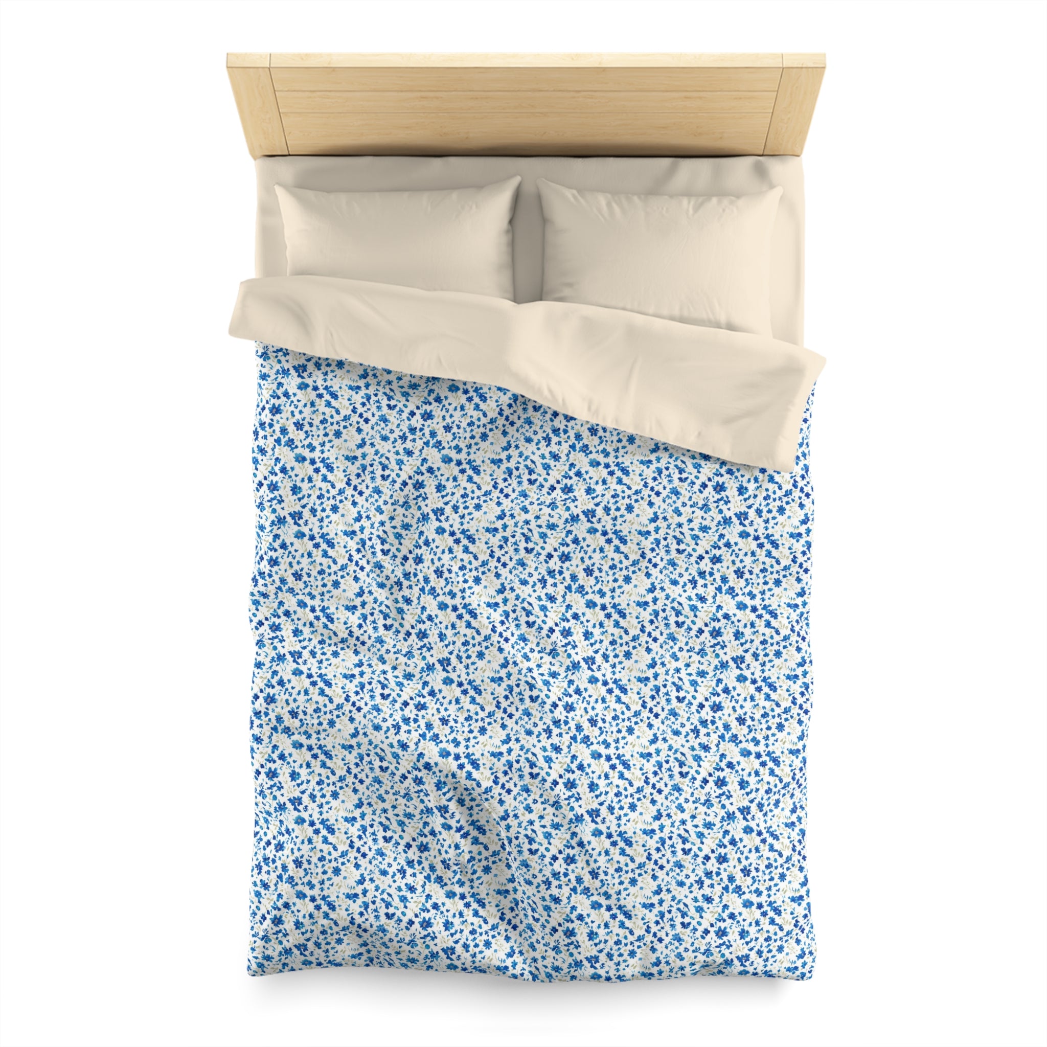 The Artisanal Flora Gallery Blue Ditsy Floral Microfiber Duvet Cover - Creations by Chris and Carlos