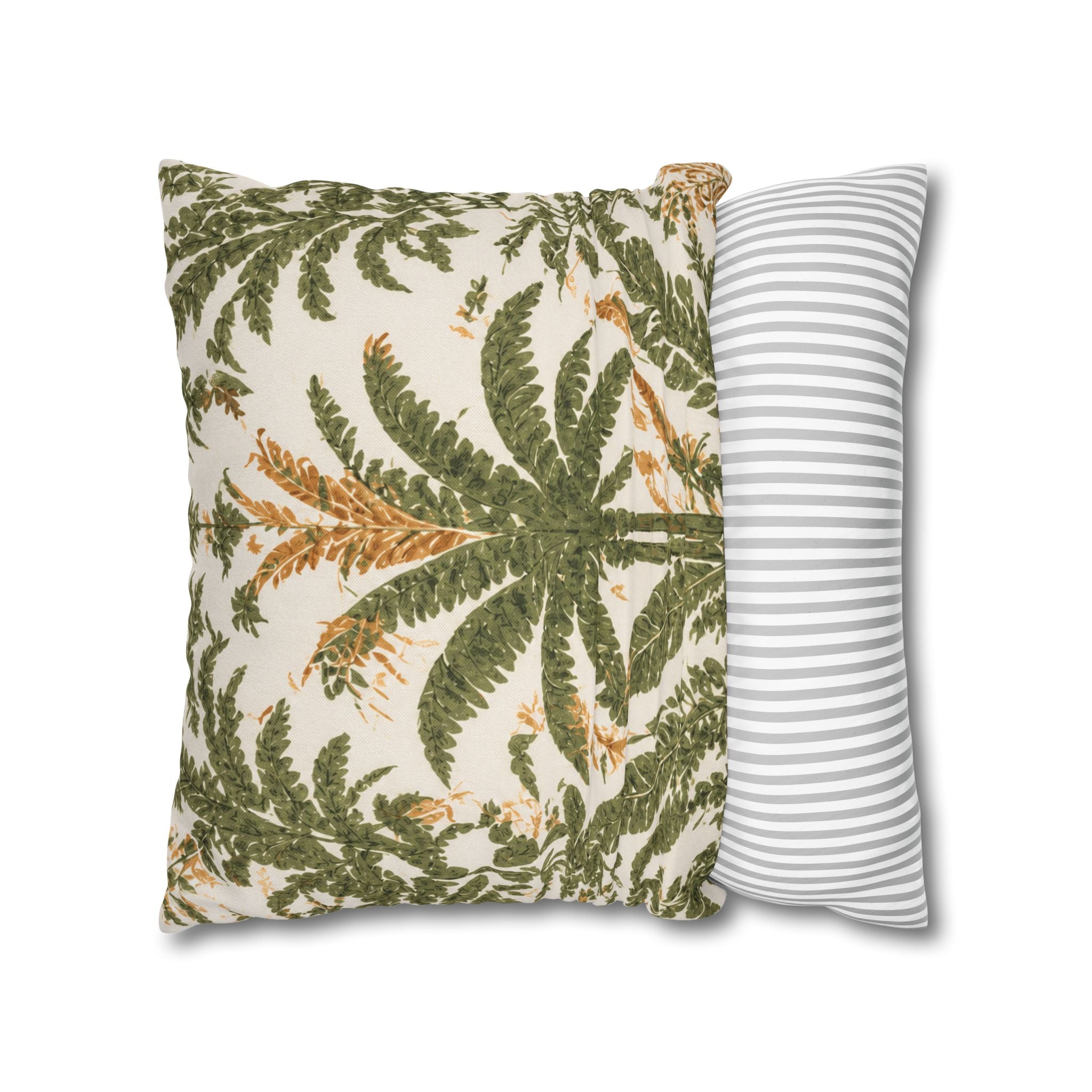 Palm Tree Decorative Pillowcase — Tropical Green Botanical Square Pillow - Creations by Chris and Carlos