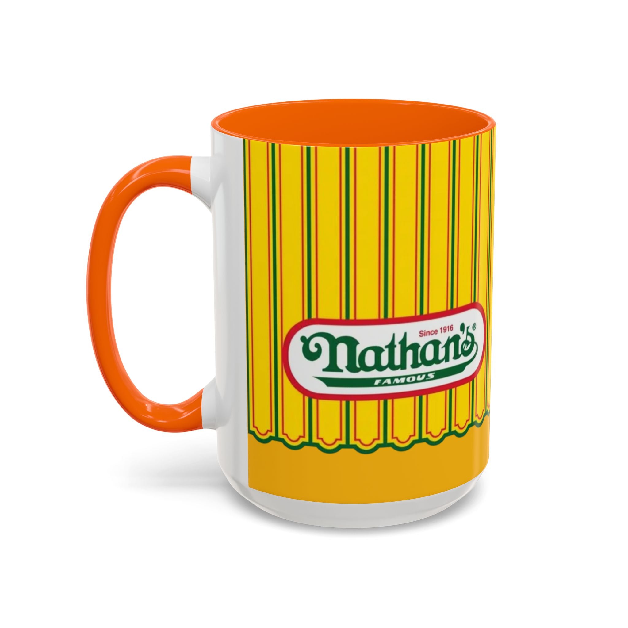 Nathan’s Famous Retro Stripe Accent Coffee Mug (11/15oz) - Creations by Chris and Carlos
