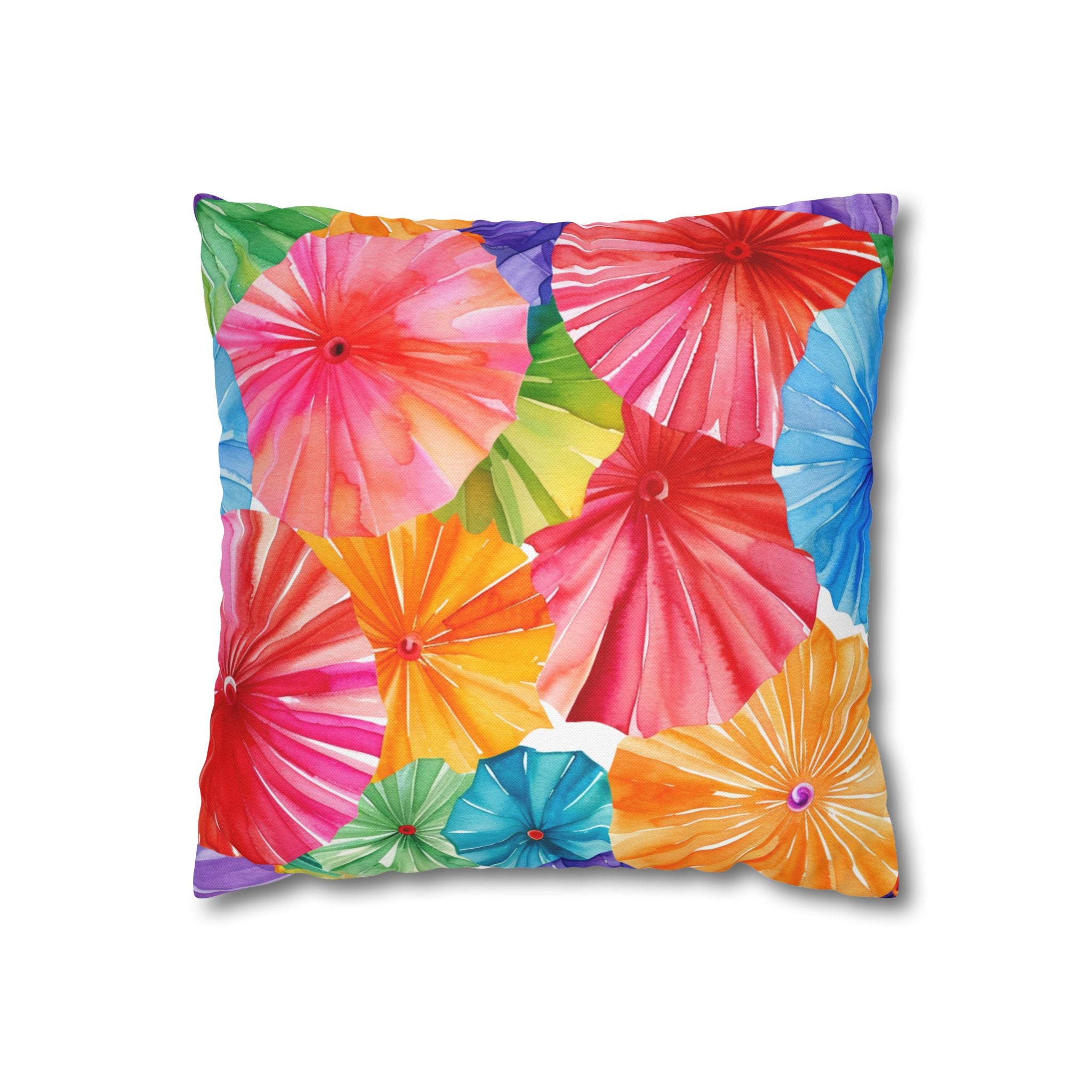 Sol y Alegría (Sun and Joy) Collection- Cactus Succulent Pattern Microfiber Blanket Soft Velveteen Throw for Home & Garden Lovers ropical Floral Throw Pillowcase — Colorful Umbrella Flower Design - Creations by Chris and Carlos