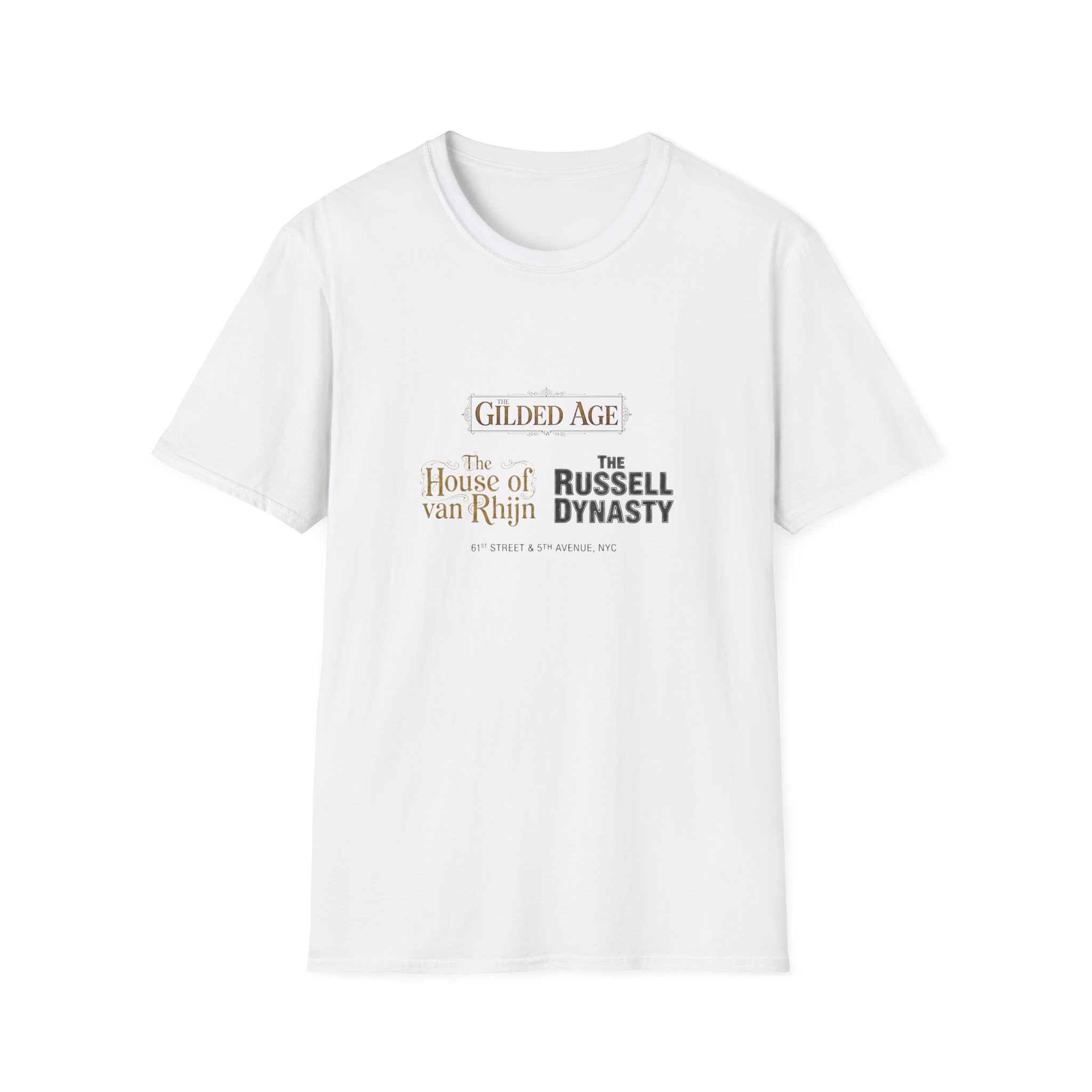 Gilded Age TV Series Logo T-Shirt — "The House of van Rhijn / The Russell Dynasty" Retro Cast Design - Creations by Chris and Carlos