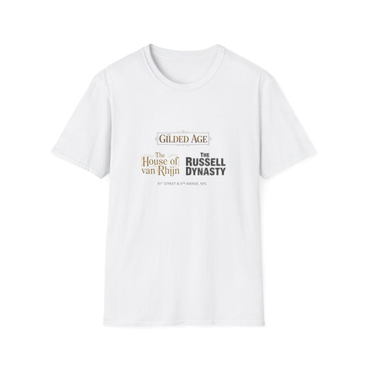 Gilded Age TV Series Logo T-Shirt — "The House of van Rhijn / The Russell Dynasty" Retro Cast Design - Creations by Chris and Carlos
