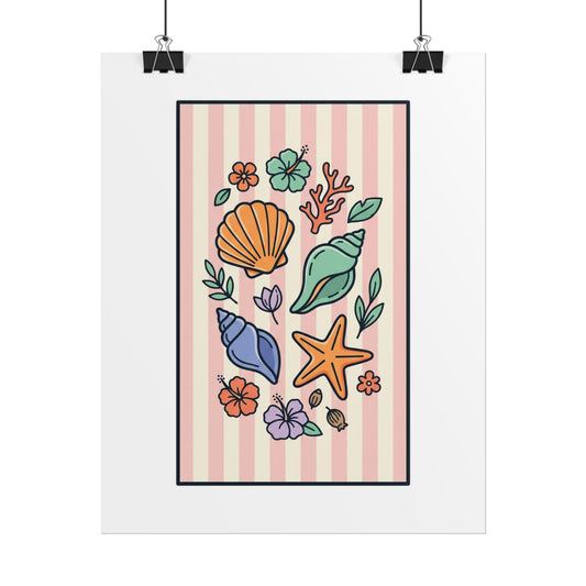 Coastal Shells Poster — Pastel Seashell Wall Art (Rolled Poster) - Creations by Chris and Carlos