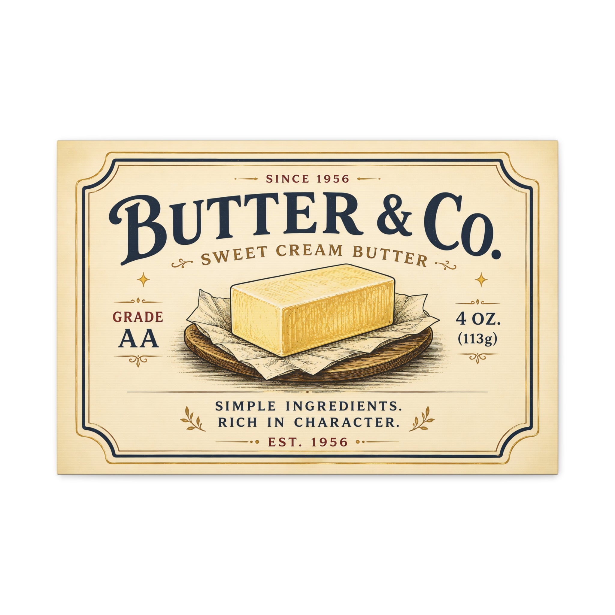 Canvas Wall Art - Vintage Butter & Co. Kitchen Sign - Creations by Chris and Carlos