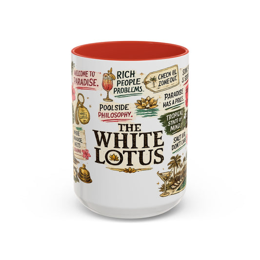 White Lotus Coffee Mug — Tropical Resort Quote Accent Mug - Creations by Chris and Carlos