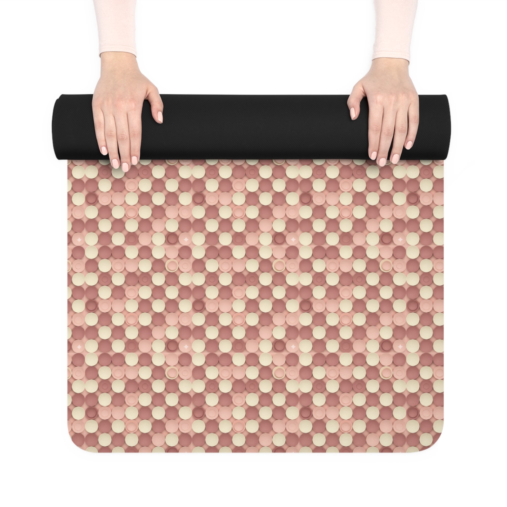 Prism Point Athletic Collection- Non-Slip Rubber Yoga Mat Pink Woven Check Pattern - Creations by Chris and Carlos