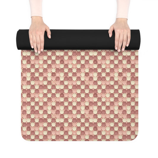 Prism Point Athletic Collection- Non-Slip Rubber Yoga Mat Pink Woven Check Pattern - Creations by Chris and Carlos