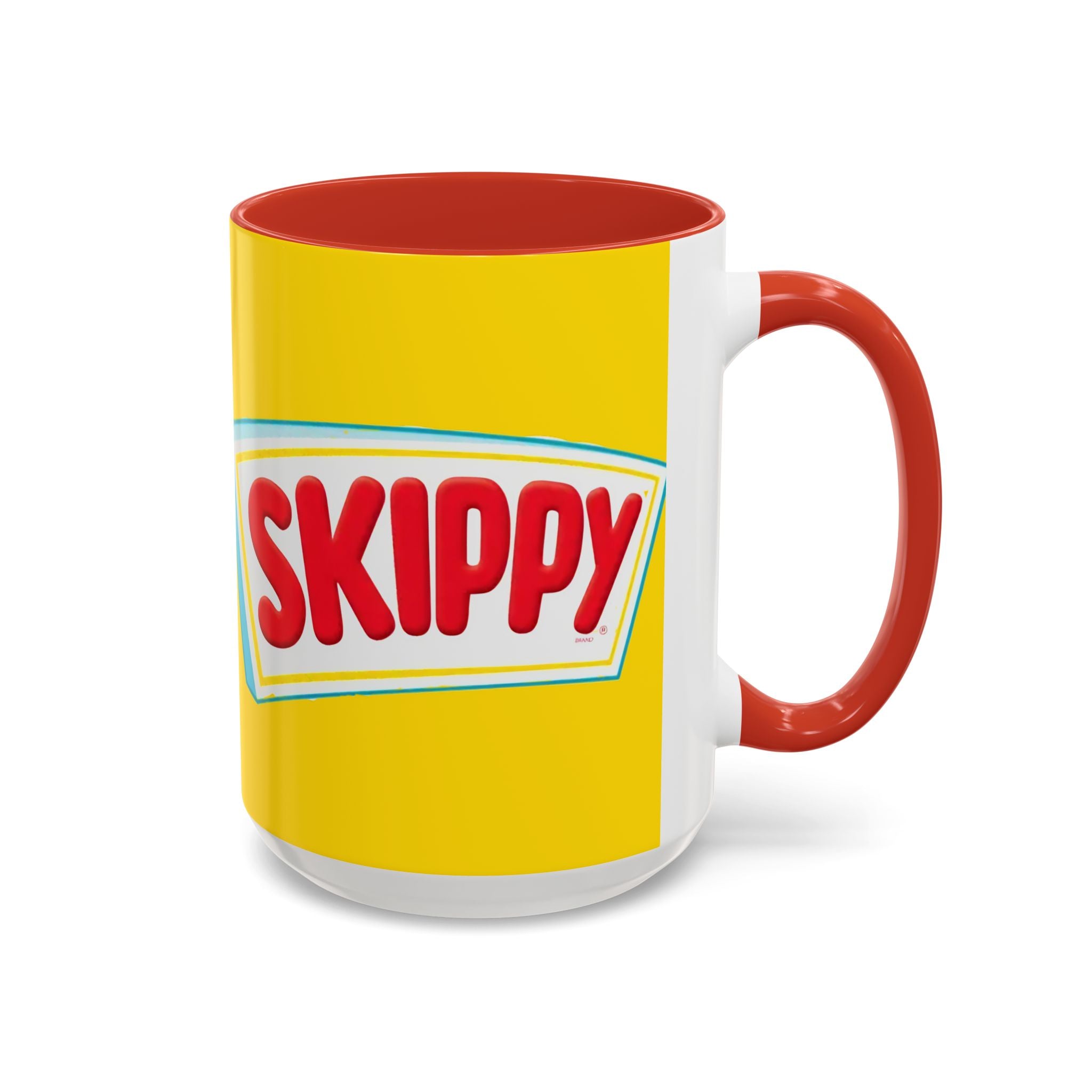 Skippy Retro Logo Coffee Mug — Yellow Accent Peanut Butter Inspired 11/15oz - Creations by Chris and Carlos