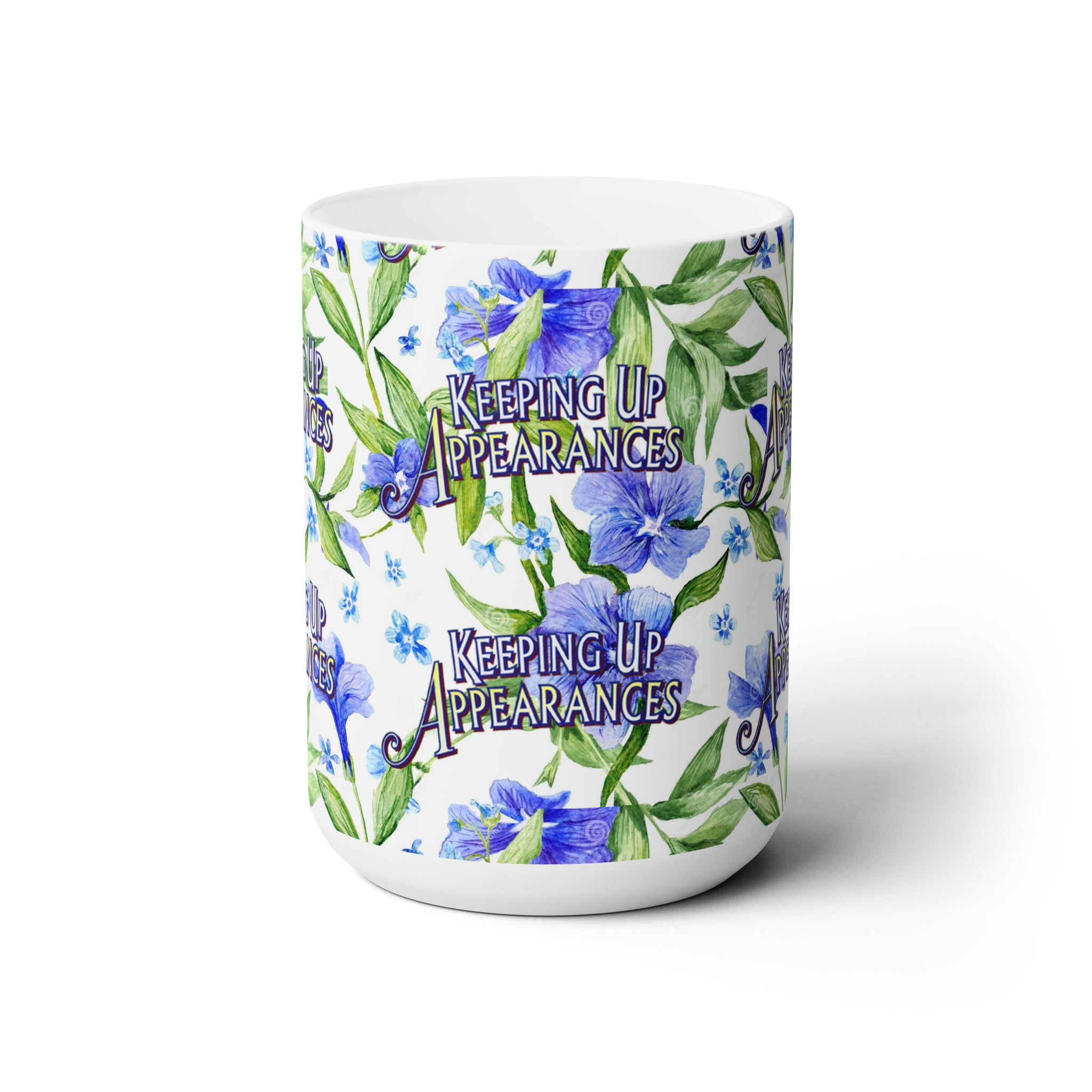 Keeping up Appearances Purple Perry Winkles- White Ceramic Mug - Creations by Chris and Carlos