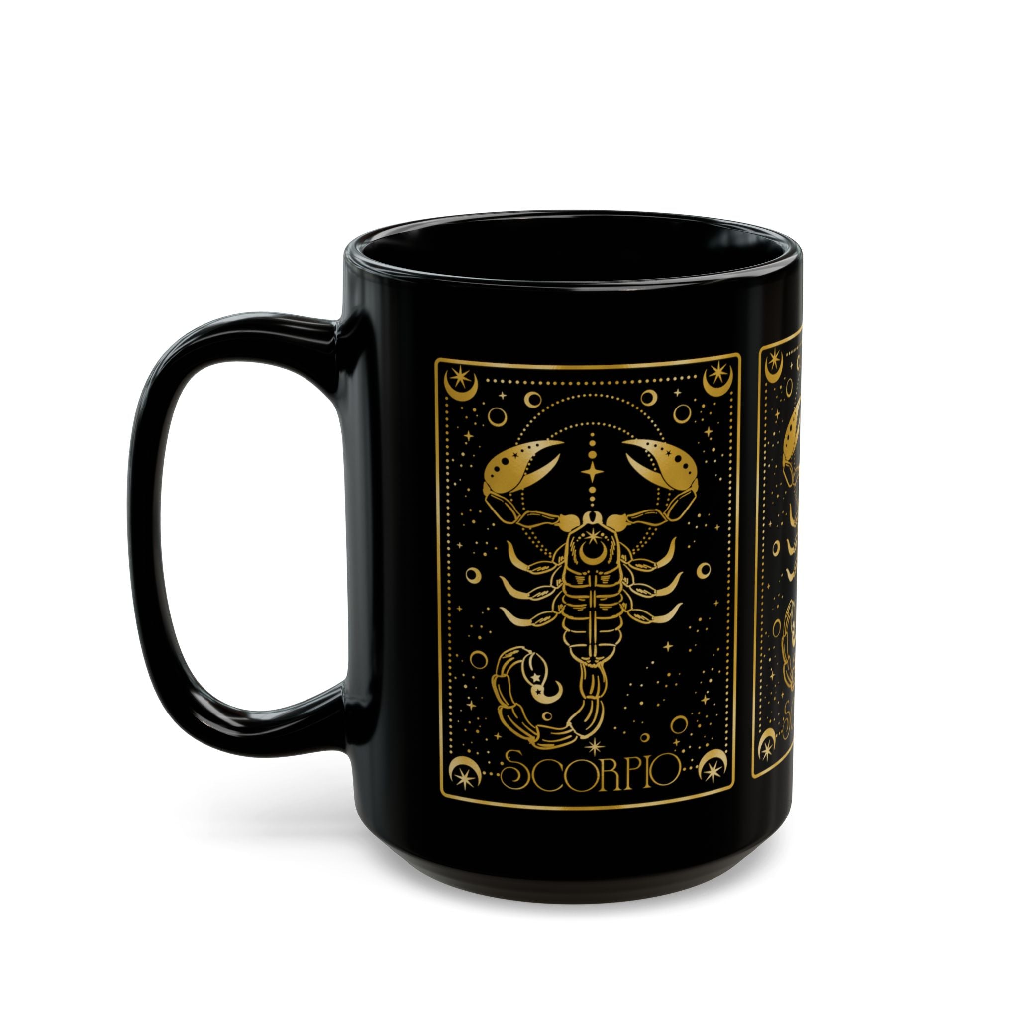 Scorpio Zodiac Black Mug — Gold Astrological Scorpion Coffee Cup - Creations by Chris and Carlos