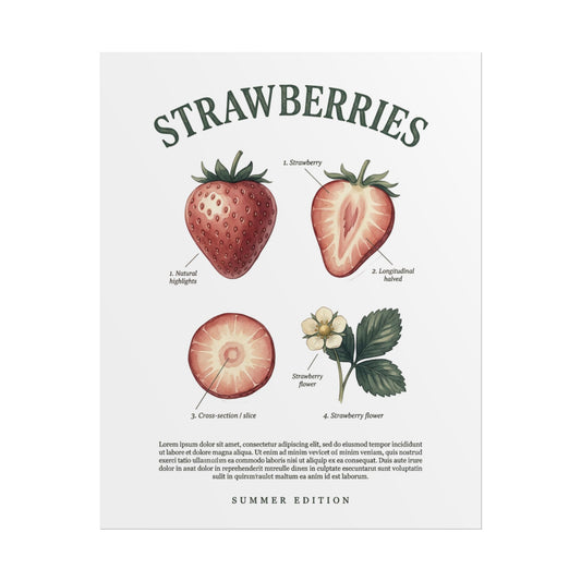 Strawberries Botanical Poster — Rolled Vintage Fruit Print - Creations by Chris and Carlos
