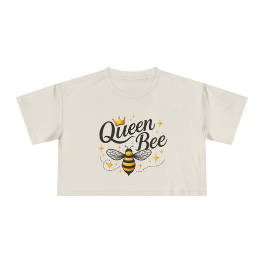 Queen Bee Crop Tee – Women's Bee Graphic Short Sleeve Top - Creations by Chris and Carlos