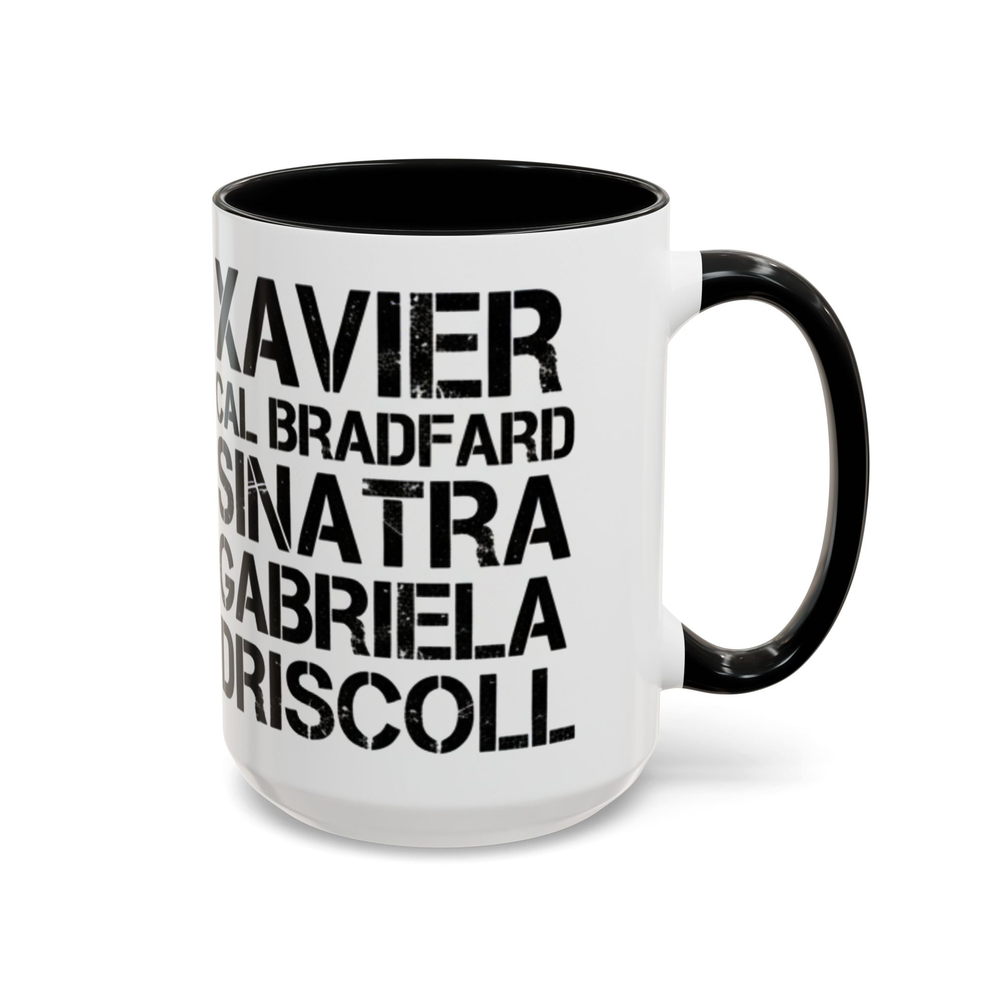 Paradise TV Show Typography Names Accent Coffee Mug — Bold Black Name List Design (11/15oz) - Creations by Chris and Carlos