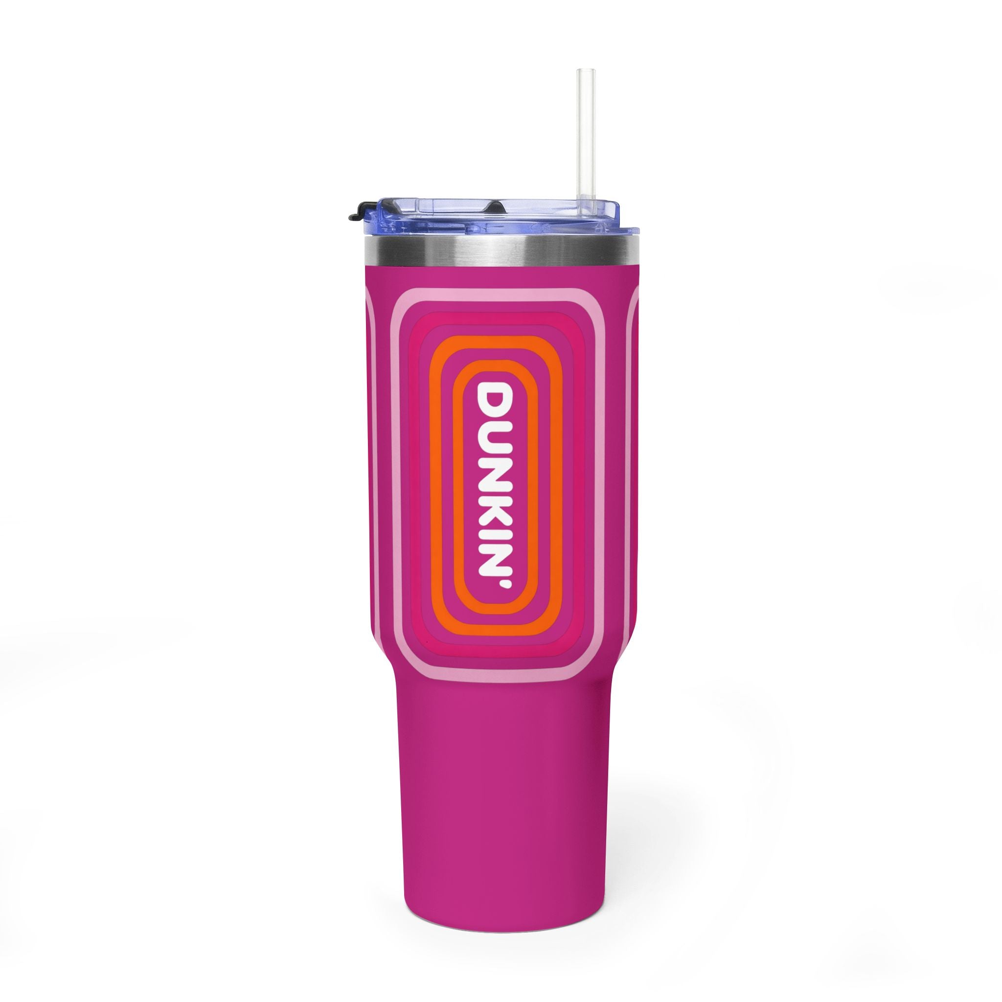 40oz Pink Retro Coffee Tumbler with 'Dunkin' Logo - Creations by Chris and Carlos