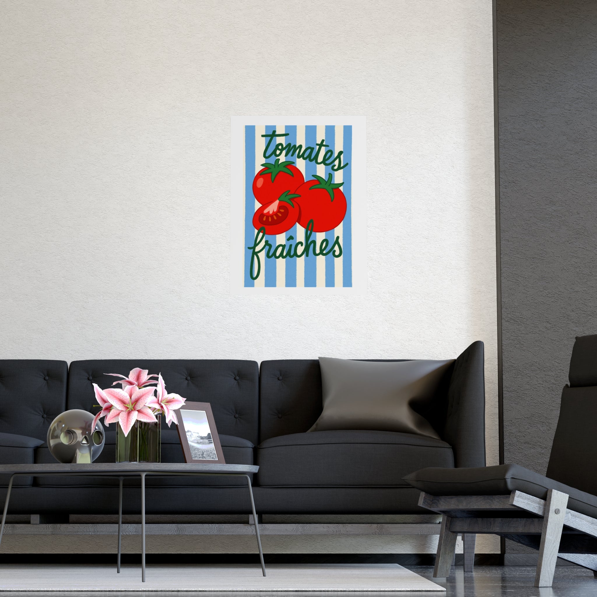 Tomates Fraîches Kitchen Poster — Vintage Stripe Tomato Art Print - Creations by Chris and Carlos