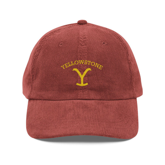 Yellowstone Embroidered Corduroy Cap — Vintage Rust Baseball Hat - Creations by Chris and Carlos