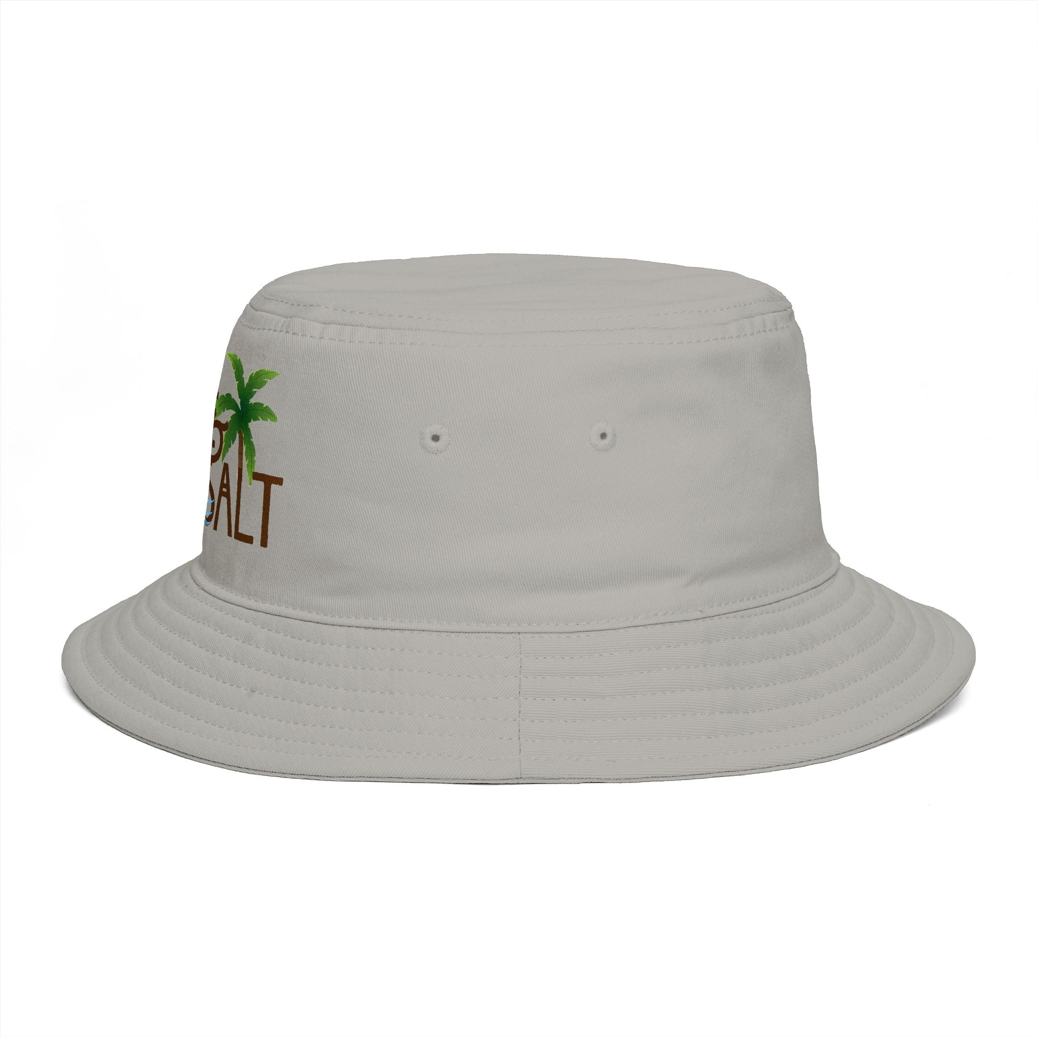 Sea & Salt Embroidered Bucket Hat — Palm Tree Beach Sun Hat - Creations by Chris and Carlos
