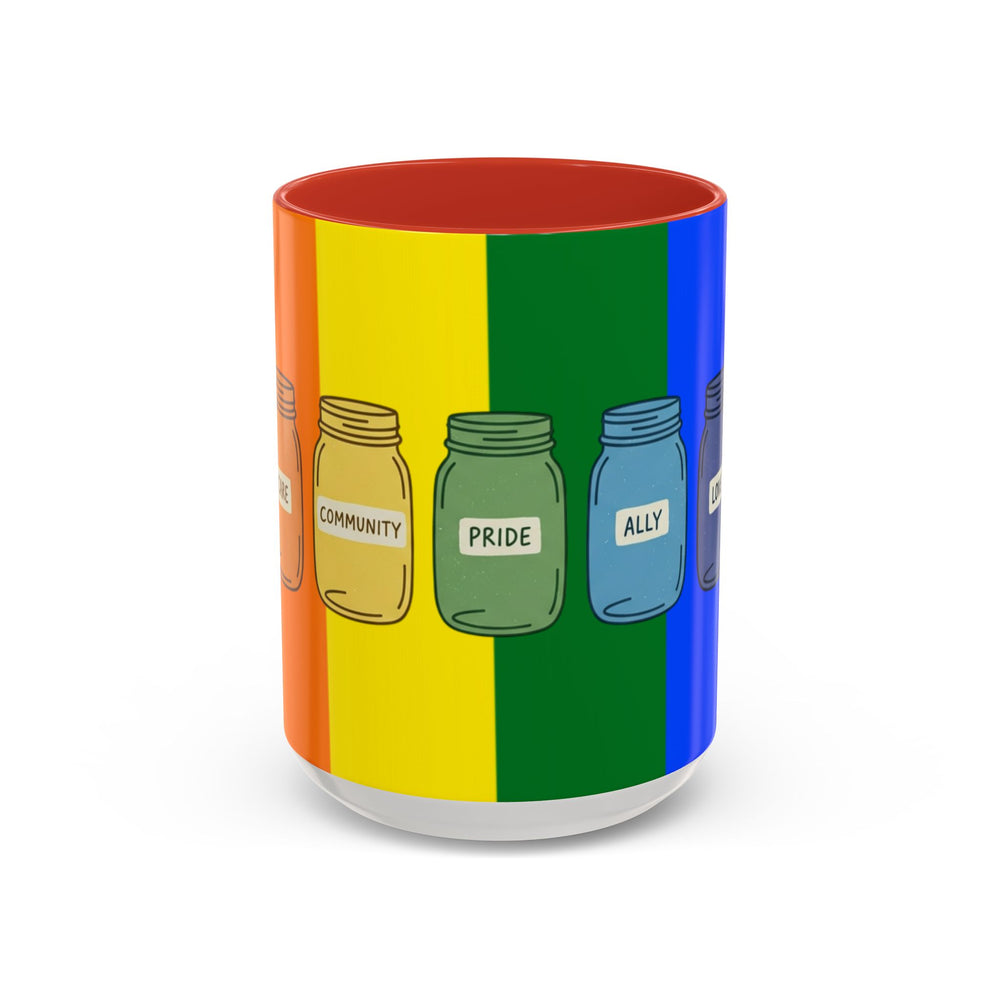 Pride Mason Jar Accent Coffee Mug — Love • Unity • Ally • Community (11/15oz)